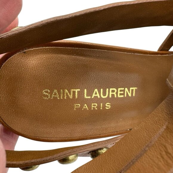 Saint Laurent Studded Leather Gladiator Wedge Sandals Size 39 - Picture 8 of 13